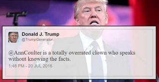 Tweet to Ann Coulter (Screenshot: TrumpGenerator.com)